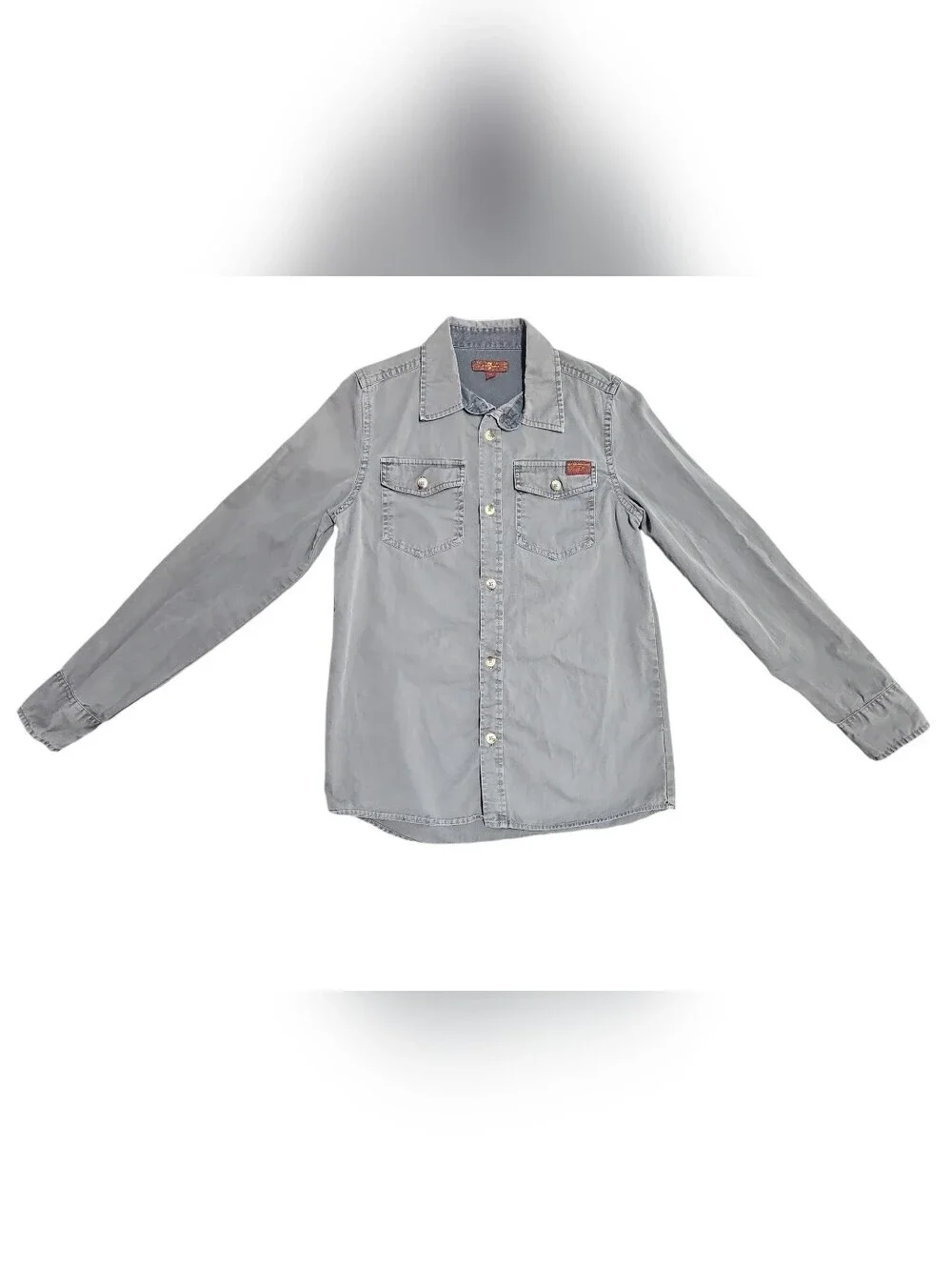 7 For All Mankind Kids Gray Button-Up Shirt Long Sleeve Size Medium